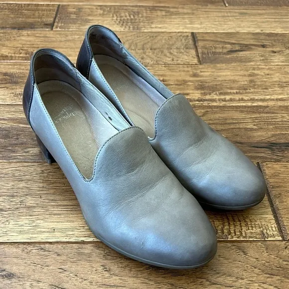 Dansko Preston Block Heel Loafers Stone Leather Size 37