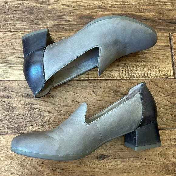 Dansko Preston Block Heel Loafers Stone Leather Size 37