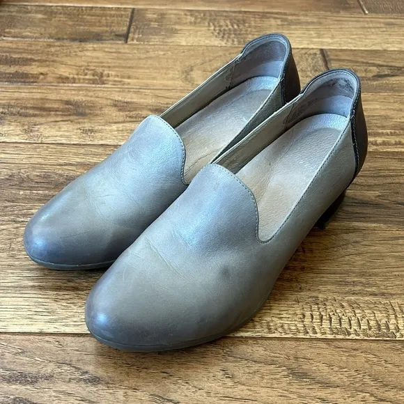 Dansko Preston Block Heel Loafers Stone Leather Size 37
