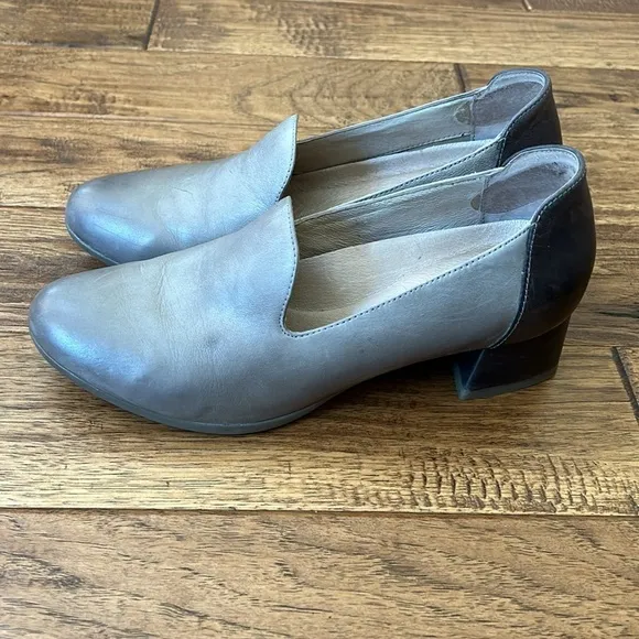 Dansko Preston Block Heel Loafers Stone Leather Size 37