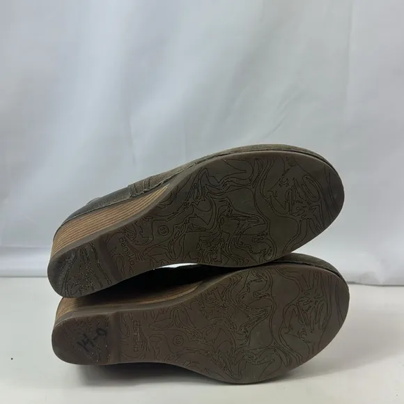 Dansko Shirley Grey/Brown Leather Wedge Women’s Ankle Boots