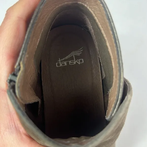 Dansko Shirley Grey/Brown Leather Wedge Women’s Ankle Boots