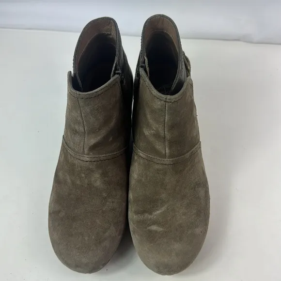 Dansko Shirley Grey/Brown Leather Wedge Women’s Ankle Boots