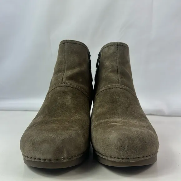 Dansko Shirley Grey/Brown Leather Wedge Women’s Ankle Boots