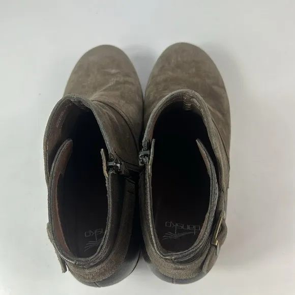 Dansko Shirley Grey/Brown Leather Wedge Women’s Ankle Boots