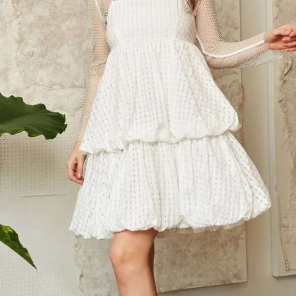 Davi &amp; Dani Checker Print Side Pockets Textured Mini Dress