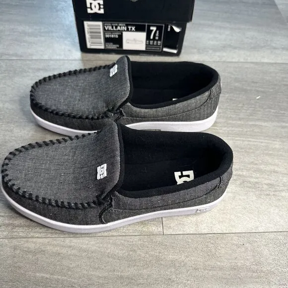 DC Shoes Men's Villain TX SE Black Gray Slip-On Sneaker Shoes Loafers Size 7.5