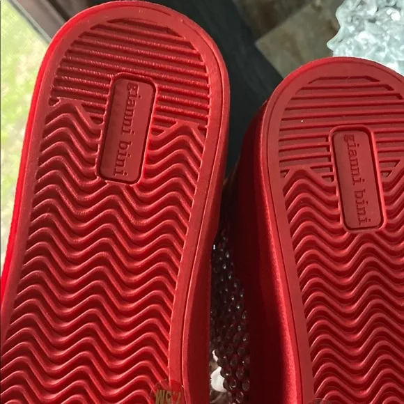 Delta Sigma Theta Red Studded High-Top Sneakers with custom charms