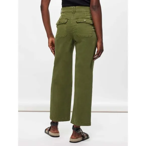 Denim Patch-Pocket Cotton Twill Trousers
