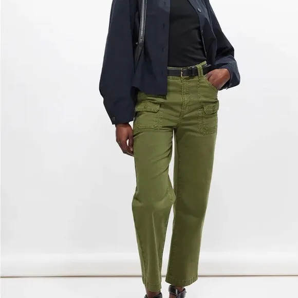 Denim Patch-Pocket Cotton Twill Trousers