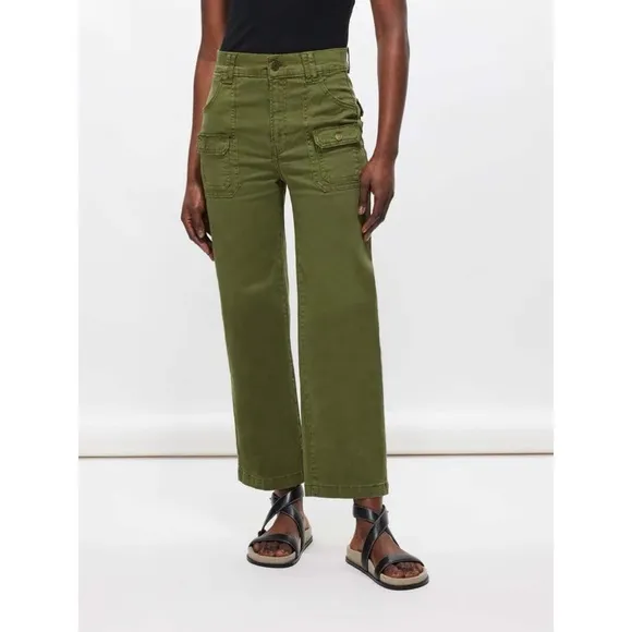 Denim Patch-Pocket Cotton Twill Trousers