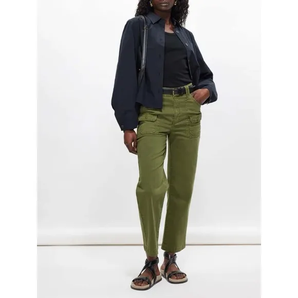 Denim Patch-Pocket Cotton Twill Trousers