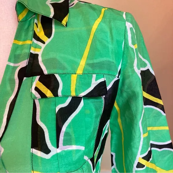 DIANE VON FURSTENBERG DVF Clarem Green Leaf Tropical Print Midi/Maxi Wrap Dress