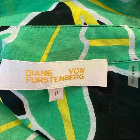 DIANE VON FURSTENBERG DVF Clarem Green Leaf Tropical Print Midi/Maxi Wrap Dress