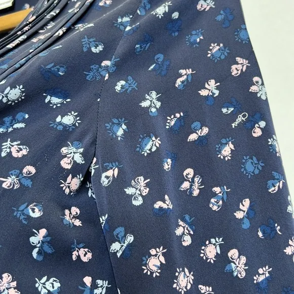 Diane von Furstenberg Meadow Floral Print Silk Dress Daisy Buds Tiny Indigo