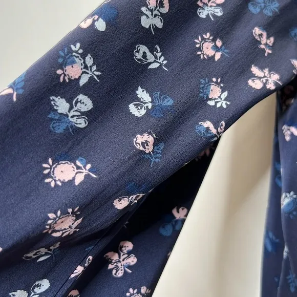 Diane von Furstenberg Meadow Floral Print Silk Dress Daisy Buds Tiny Indigo