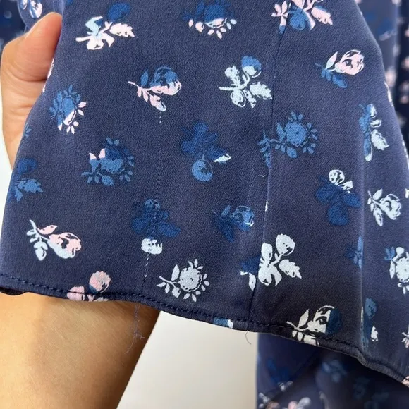 Diane von Furstenberg Meadow Floral Print Silk Dress Daisy Buds Tiny Indigo