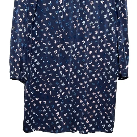 Diane von Furstenberg Meadow Floral Print Silk Dress Daisy Buds Tiny Indigo