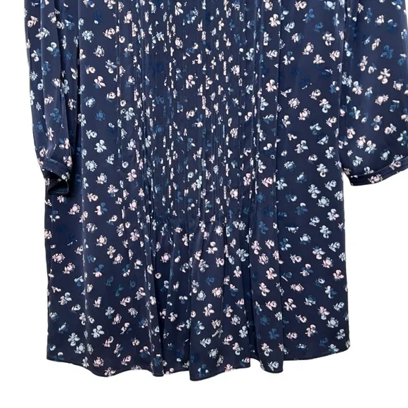 Diane von Furstenberg Meadow Floral Print Silk Dress Daisy Buds Tiny Indigo