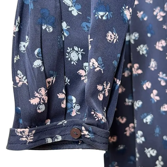 Diane von Furstenberg Meadow Floral Print Silk Dress Daisy Buds Tiny Indigo