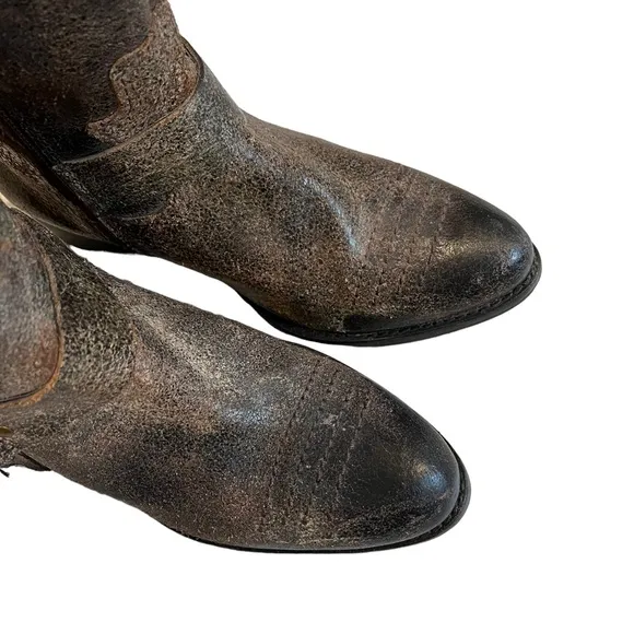 Diba True Brown Distressed Leather Flower Child Harness Riding Boots