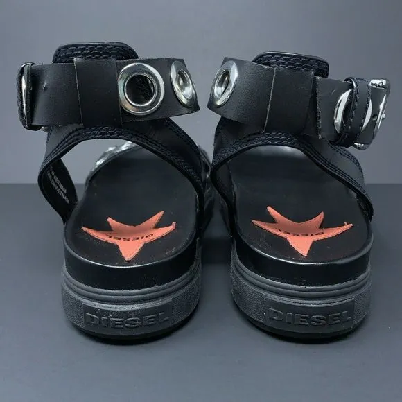 DIESEL SA-GRAND LCE Black Silver Leather Ankle NEW