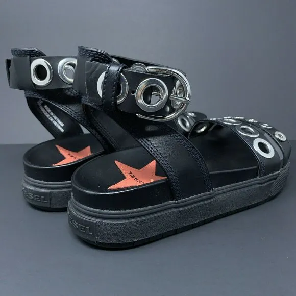 DIESEL SA-GRAND LCE Black Silver Leather Ankle NEW