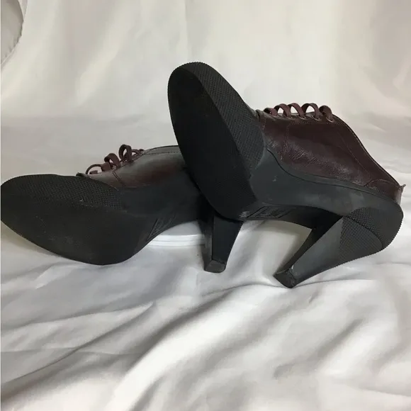DKNY Women Vintage Leather High Heel Sneaker Heels Sz. 9 Brown Y2k