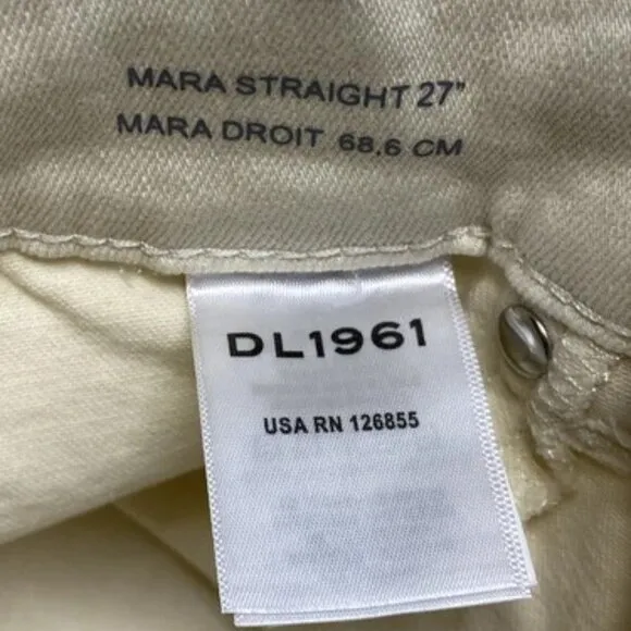 DL1961 Womens Jean Ecru White Size 30 Mara Straight Mid Rise Instasculpt Ankle