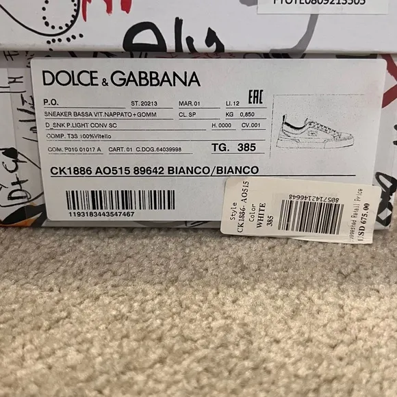 Dolce &amp; Gabbana White and Gold Sneakers