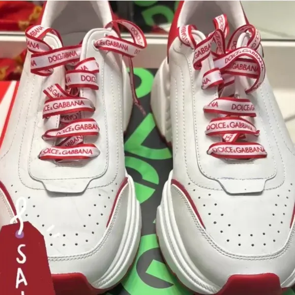 Dolce &amp; Gabbana White and Red Sneakers
