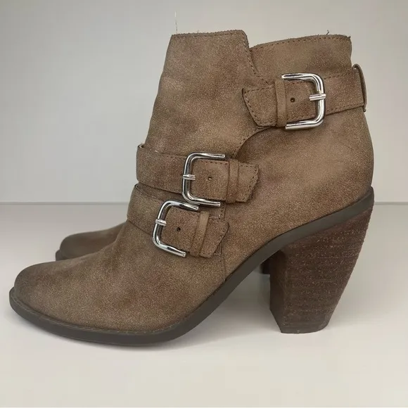 Dolce Vita Colten Brown Buckle Stacked Heeled Boots  7