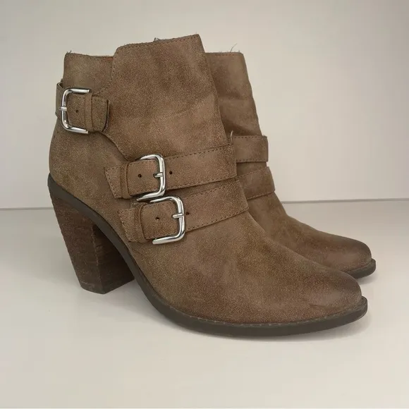Dolce Vita Colten Brown Buckle Stacked Heeled Boots  7