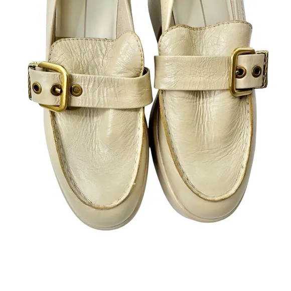 Dolce Vita Crinkle Patent leather yonder block heel loafers women’s 7.5 sesame