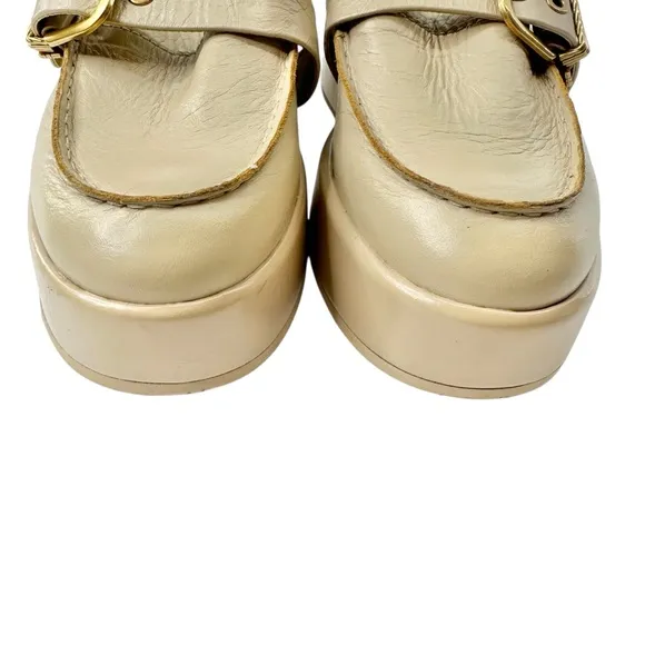 Dolce Vita Crinkle Patent leather yonder block heel loafers women’s 7.5 sesame