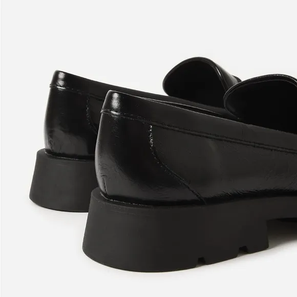 Dolce Vita Leather Lug Penny Loafers- Elias Onyx Crinkle Patent