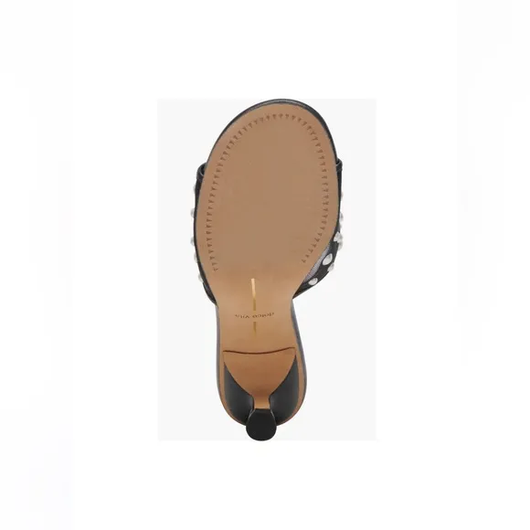Dolce Vita Meeza Imitation Pearl Sandals Onyx Black Mesh Women’s 8 Kitten Heels