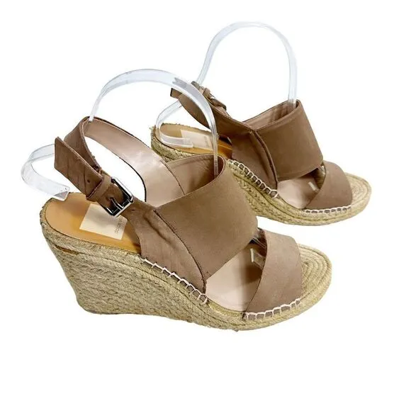 Dolce Vita Espadrilles Wedge Sandals Tan Strap Slingback Heels Size 9
