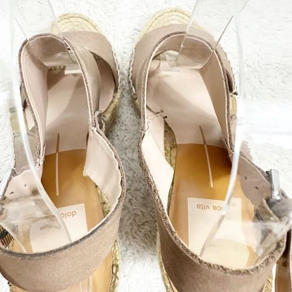 Dolce Vita Espadrilles Wedge Sandals Tan Strap Slingback Heels Size 9