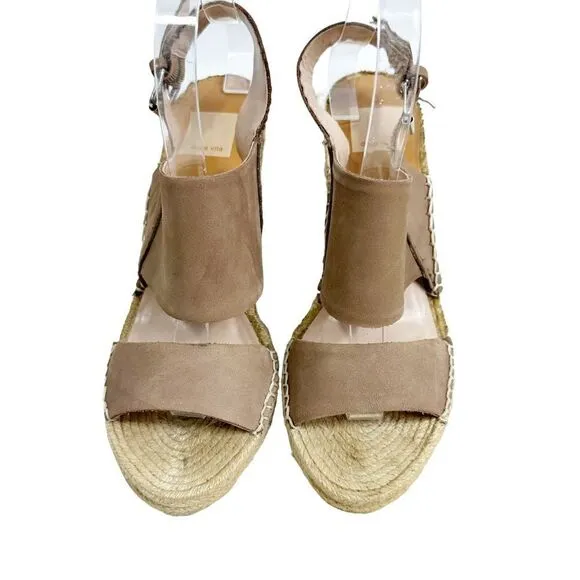 Dolce Vita Espadrilles Wedge Sandals Tan Strap Slingback Heels Size 9