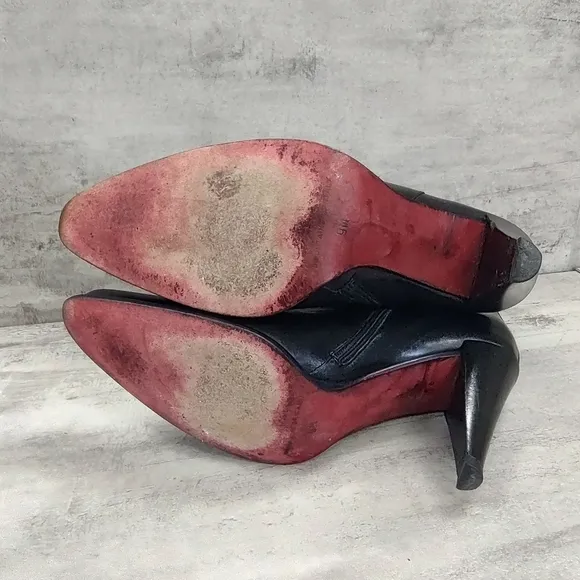 Donald J. Plinar Black Italian Button Ankle Boots Red Sole Women's Size 9