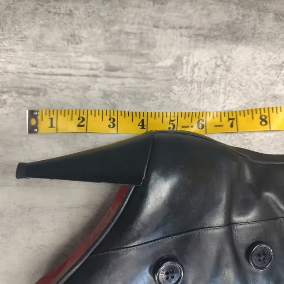 Donald J. Plinar Black Italian Button Ankle Boots Red Sole Women's Size 9