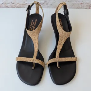 Donald J. Pliner Black and Tan Sandals with T-Bar Design