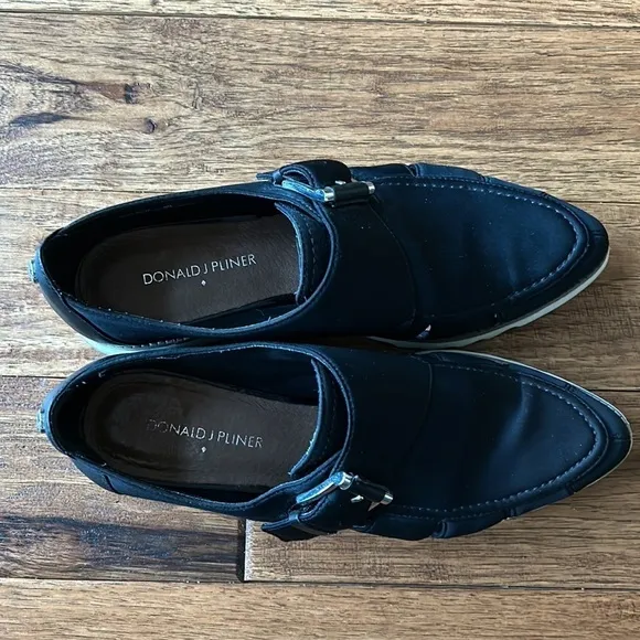 Donald J Pliner Brylee-D Monk Strap Flat Loafers Slip On Shoes Black Size 8