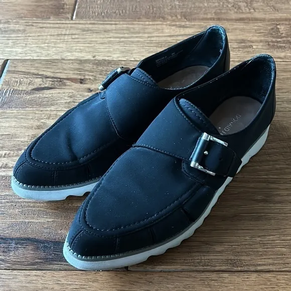 Donald J Pliner Brylee-D Monk Strap Flat Loafers Slip On Shoes Black Size 8