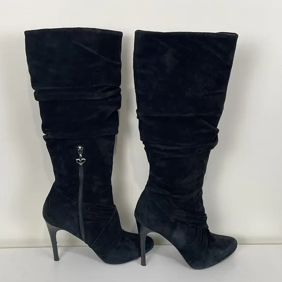 Donald J Pliner Suede Stiletto Heeled Boots Women’s 8.5 Black Etta Zipper Party