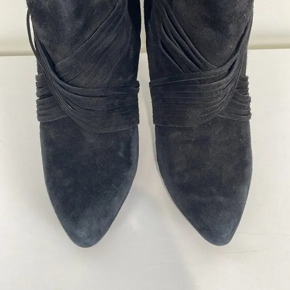 Donald J Pliner Suede Stiletto Heeled Boots Women’s 8.5 Black Etta Zipper Party