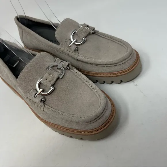 DONALD PLINER HELIO Suede Creeper Loafer Women’s Size 8.5 Chunky Light Taupe