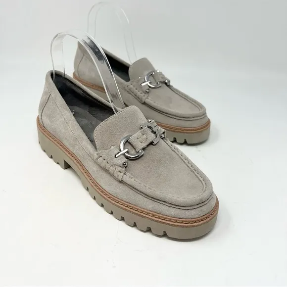 DONALD PLINER HELIO Suede Creeper Loafer Women’s Size 8.5 Chunky Light Taupe