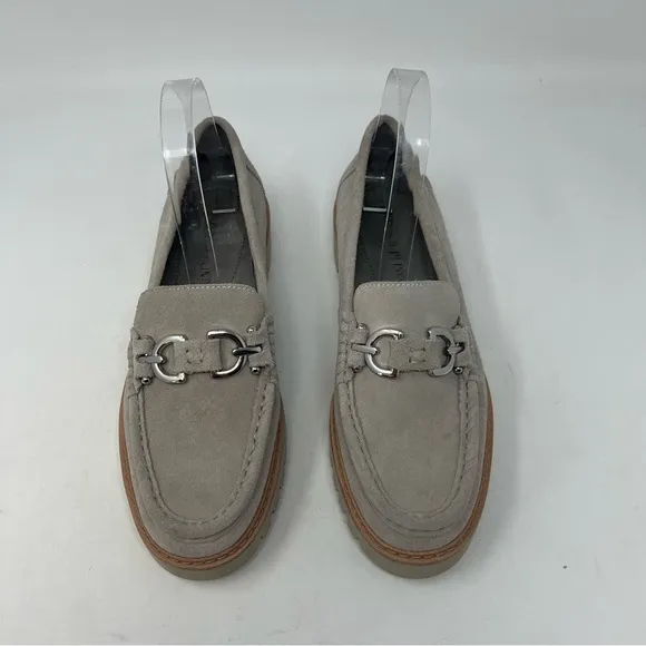 DONALD PLINER HELIO Suede Creeper Loafer Women’s Size 8.5 Chunky Light Taupe